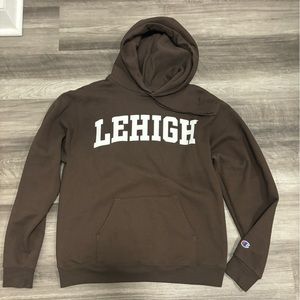 Brown Lehigh University hooded sweatshirt, champion, size medium.
